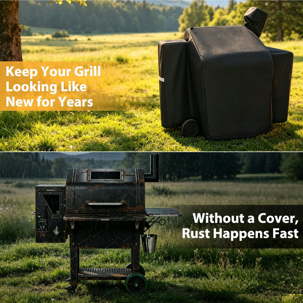 GRISUN cover on backyard grill creates tidy, protected outdoor setup