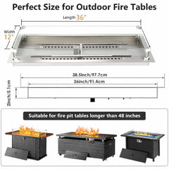 GRISUN top view of the 36-inch linear burner delivering a clean modern flame line