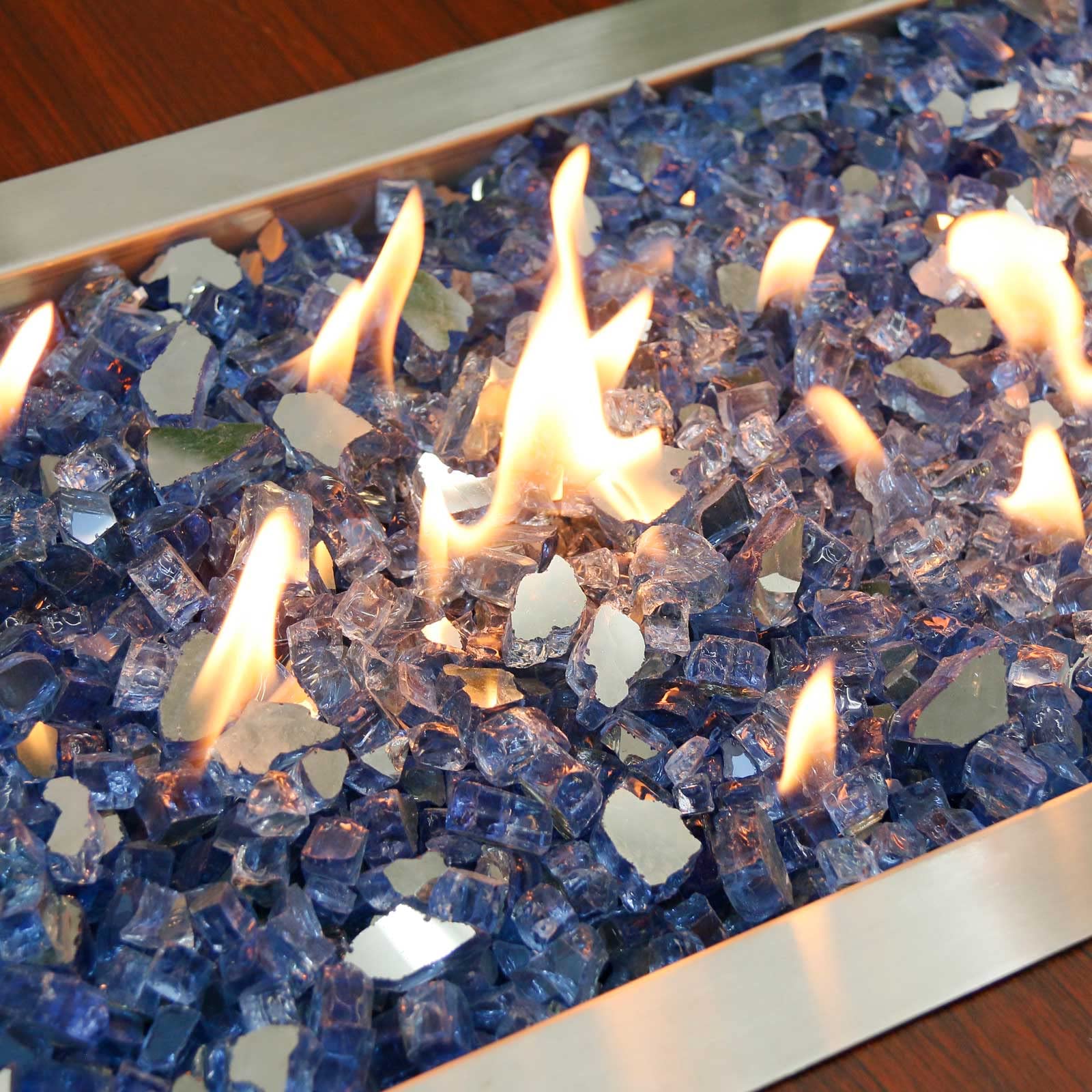 GRISUN close-up of polished Pacific Ocean Blue glass facets showing sparkle benefit