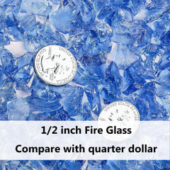 GRISUN close-up of 1/2 inch blue glass pieces showing smooth reflective texture