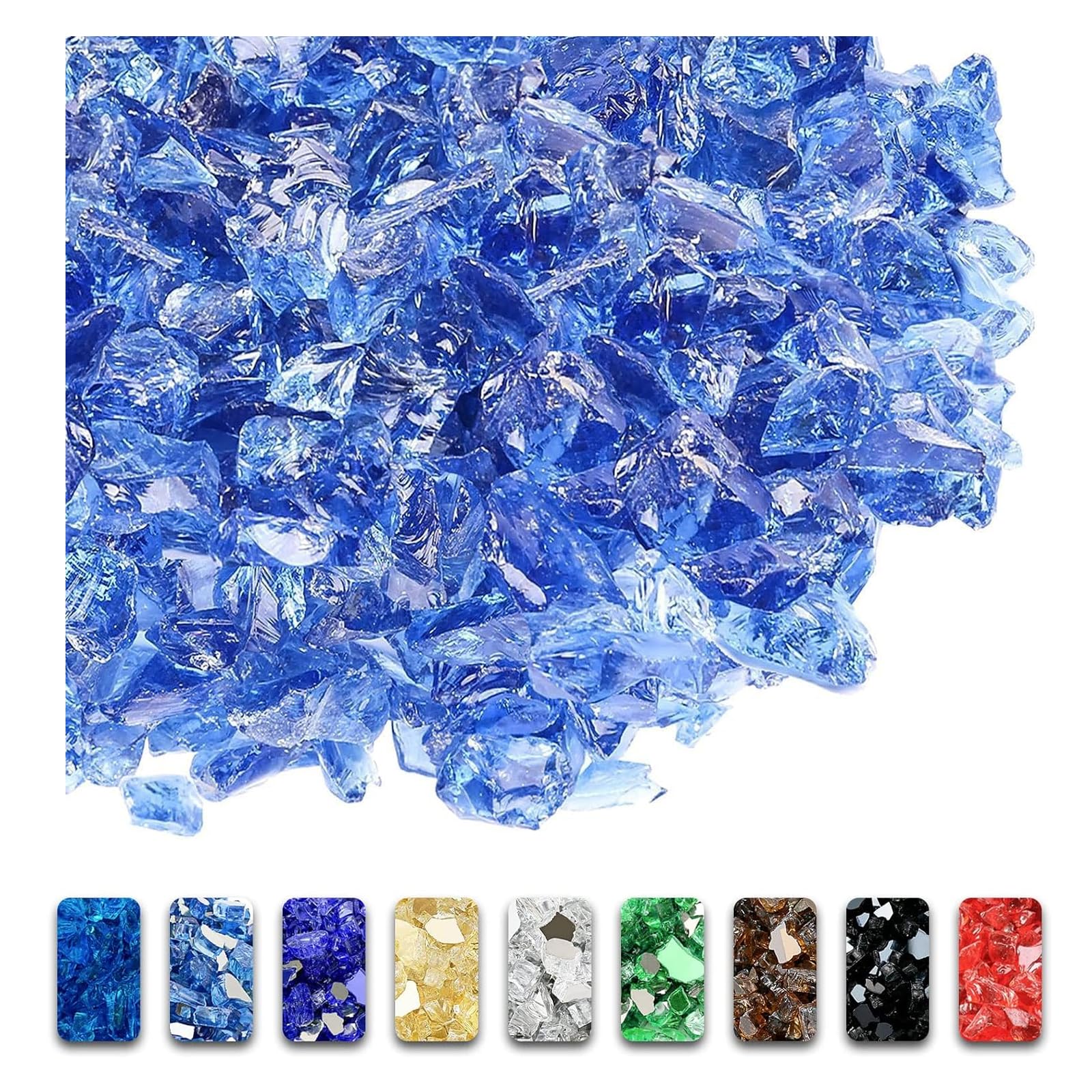 GRISUN front packaging showing 20 lb blue tempered fire glass and clear benefits