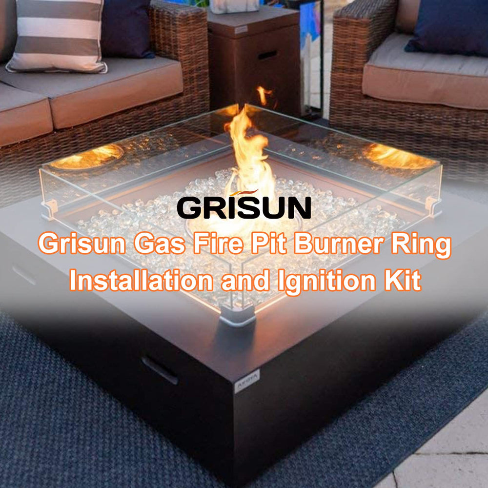 GRISUN wrench and seal tape beside burner to show included tools and size scale