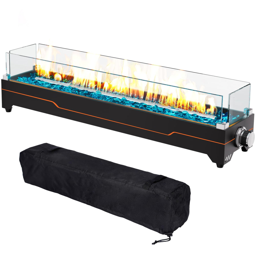 GRISUN front view of 36-inch tabletop fire pit showing compact portable design and warmth
