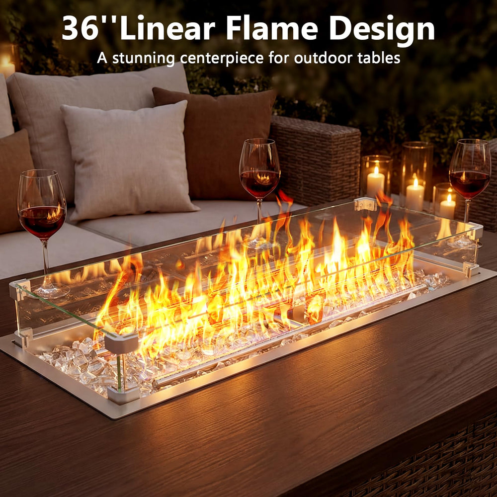 GRISUN close-up of tempered glass wind guard protecting flames and improving stability