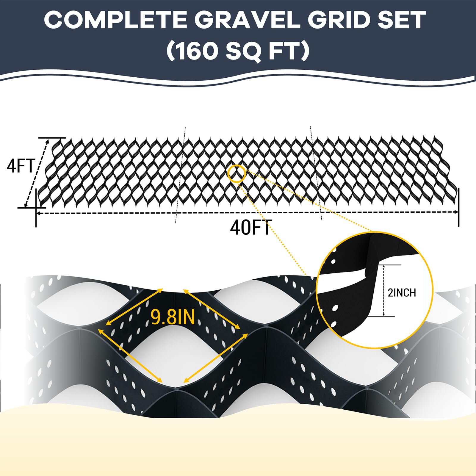GRITSPIKE expanded geocell close-up showing honeycomb structure for gravel retention
