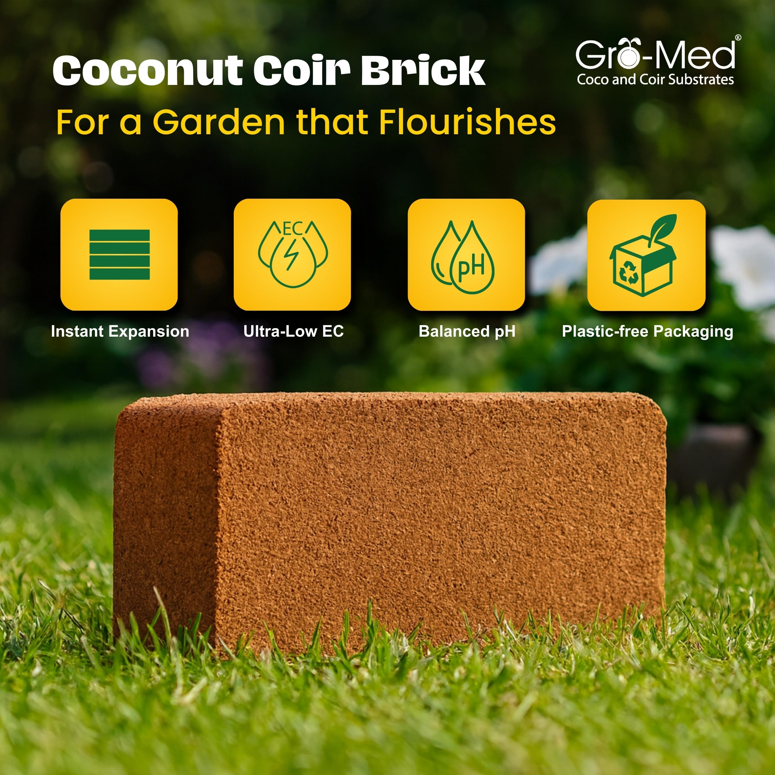 Gro-Med expanded coco coir in bowl demonstrating airy texture and volume