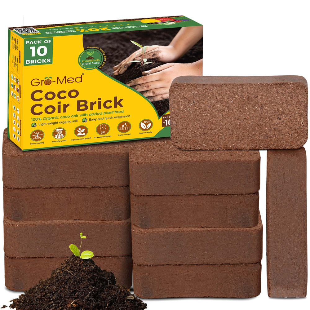 Gro-Med front packaging showing 10-pack bricks and ready-to-grow benefit
