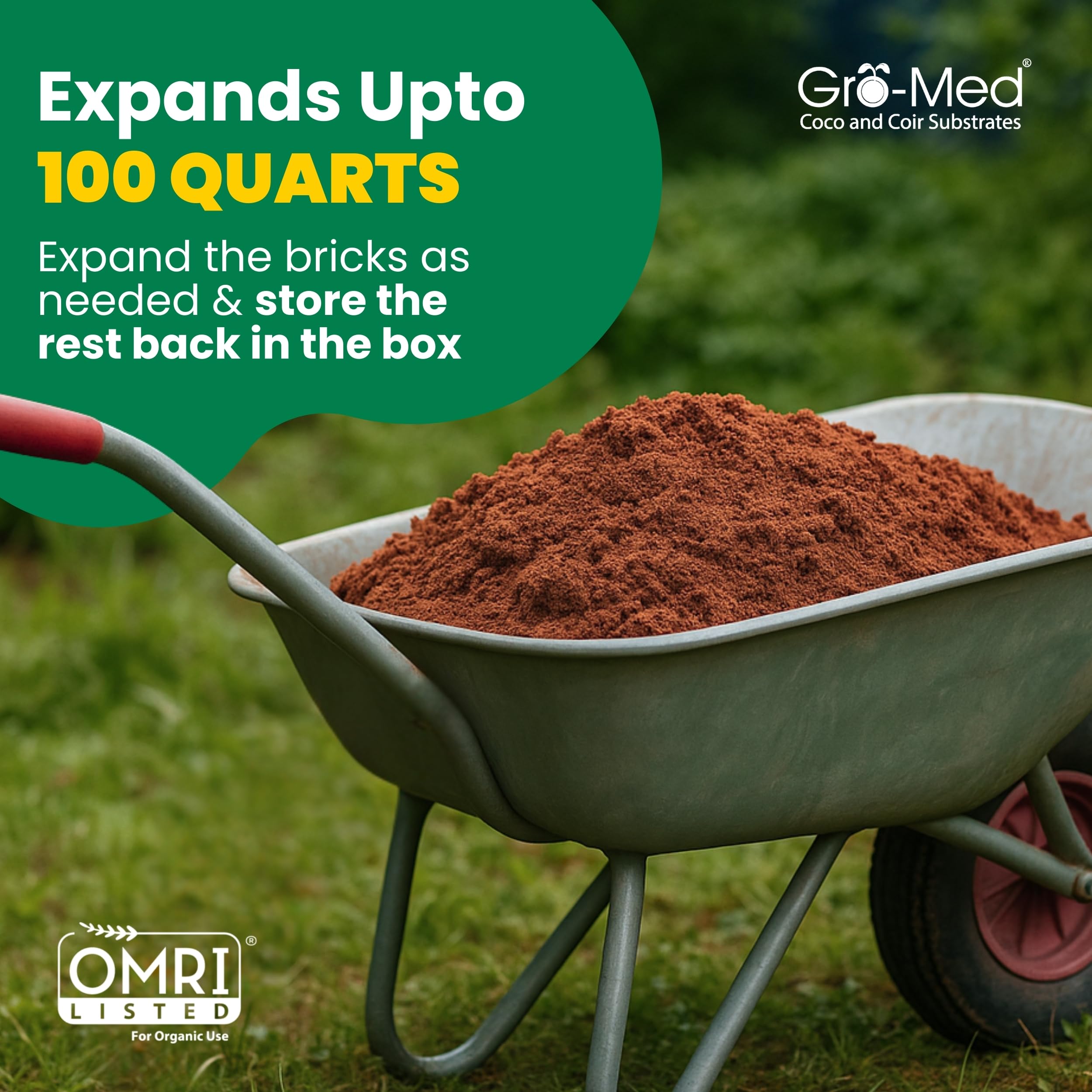 Gro-Med seedling tray filled with coir showing fast germination support