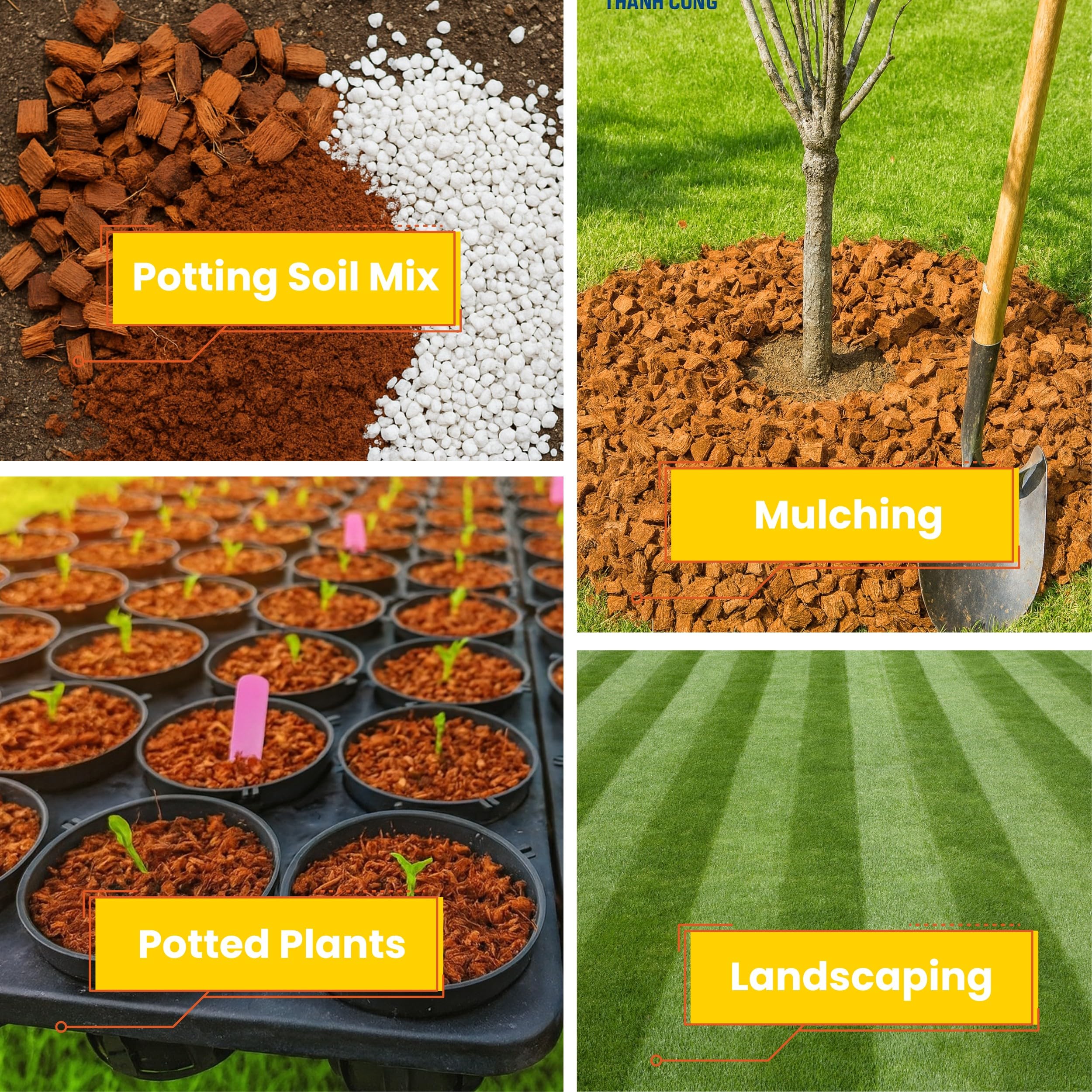 Gro-Med chips spread as mulch in raised bed reducing water loss