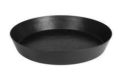 Gro Pro front view saucer showing tall sides and durable black finish protecting surfaces