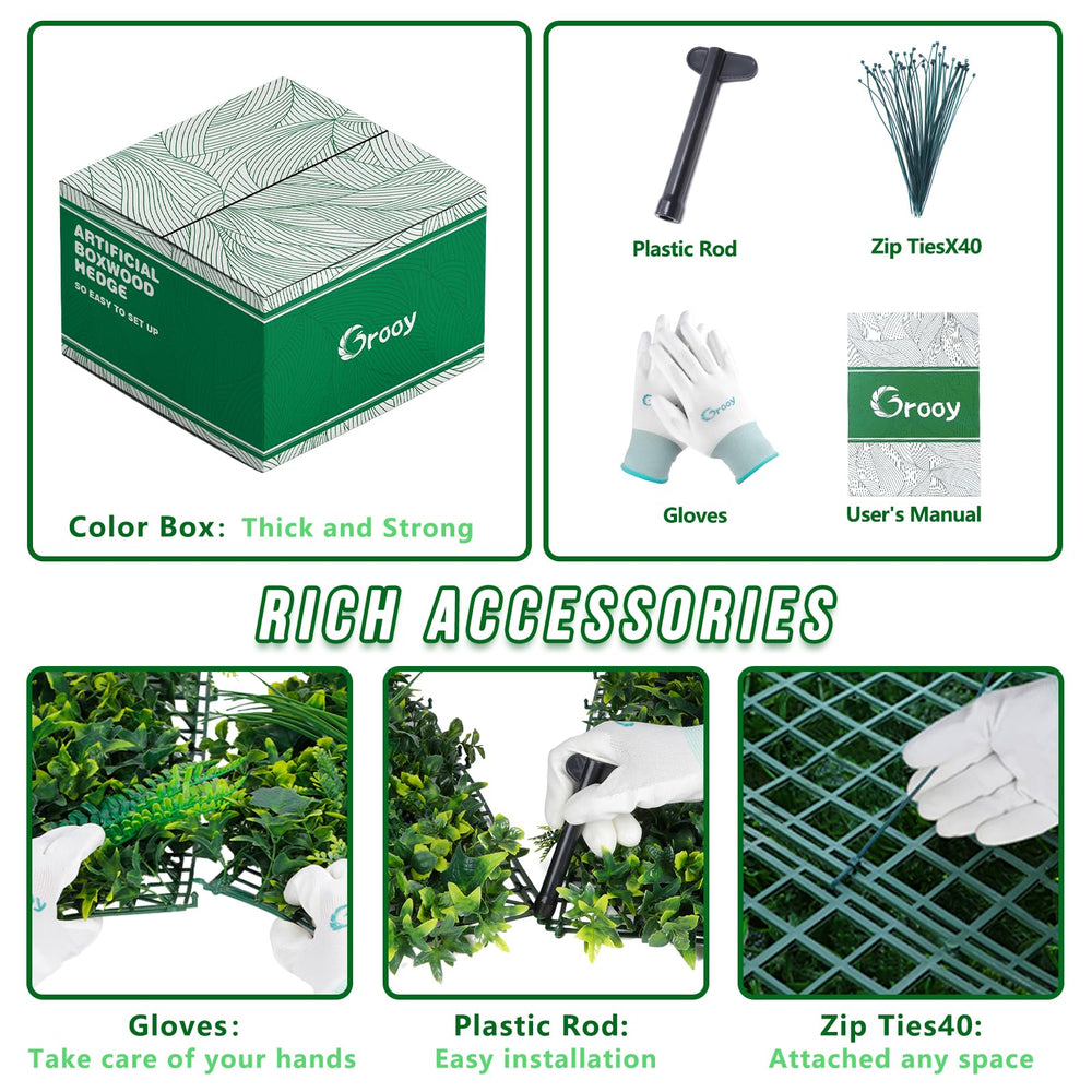 Grooy installation accessories laid out with gloves and zip ties for easy setup