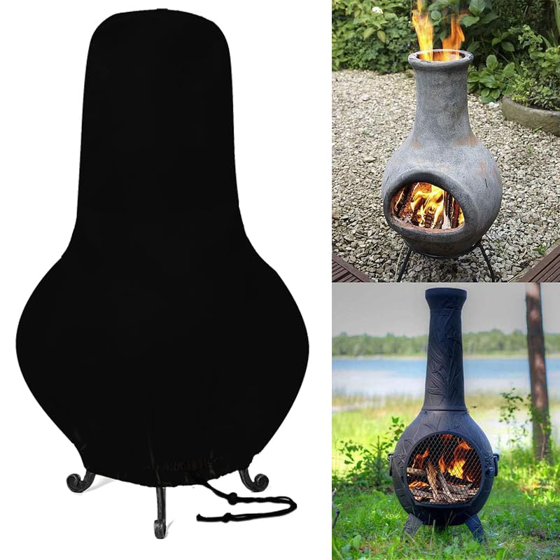 Groumh front view of cover on chiminea protecting from weather