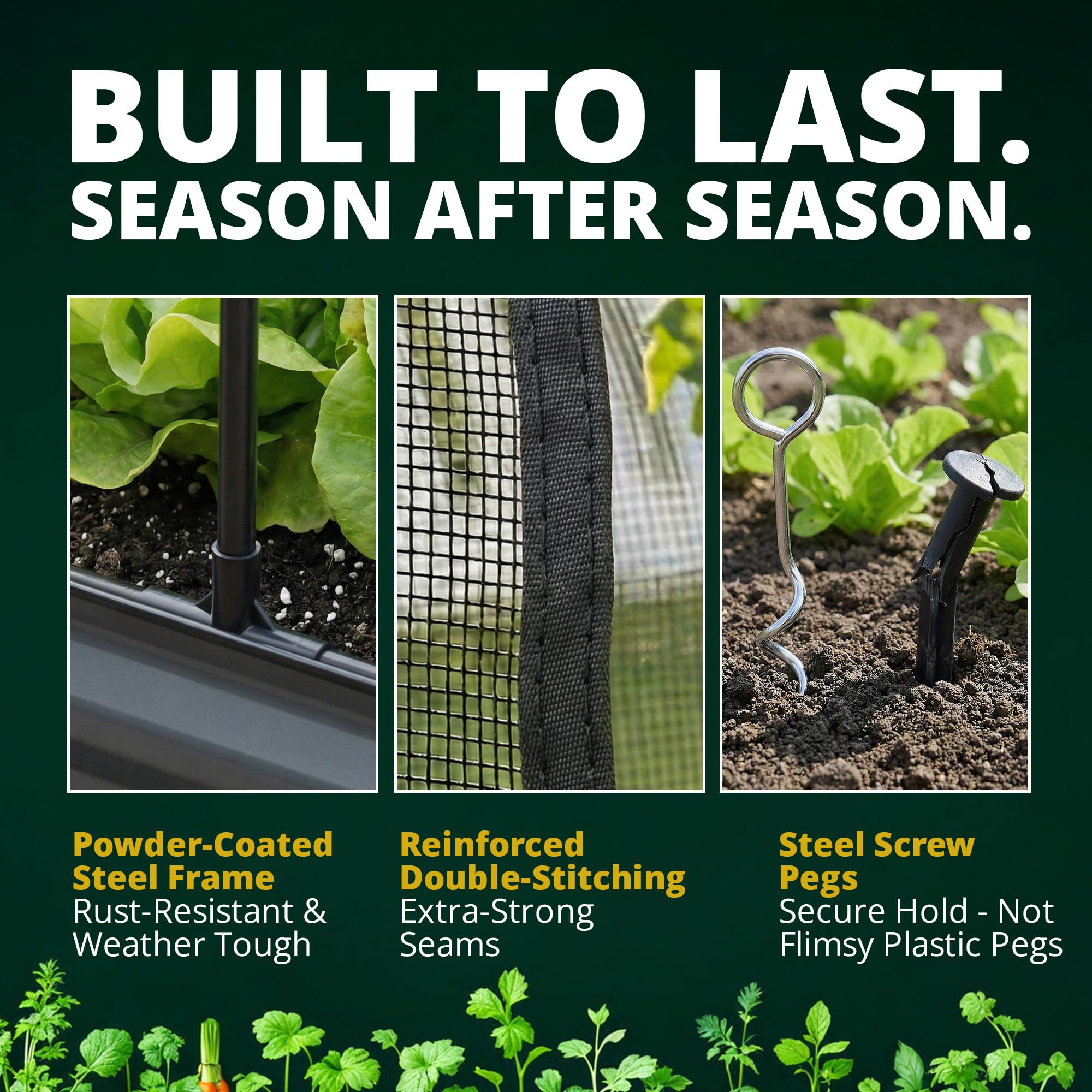Grow Master in use with vegetables showing pest protection and airflow