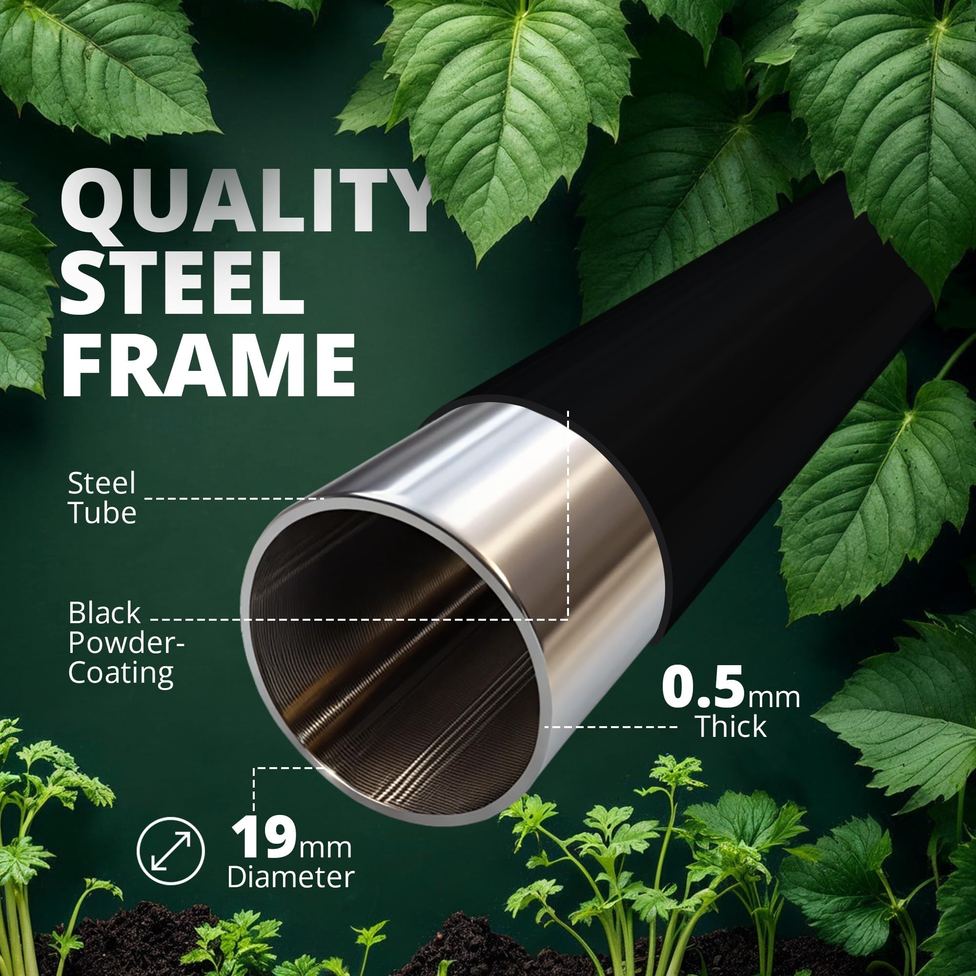 Grow Master size scale with tools showing fit inside a 6x3 raised bed