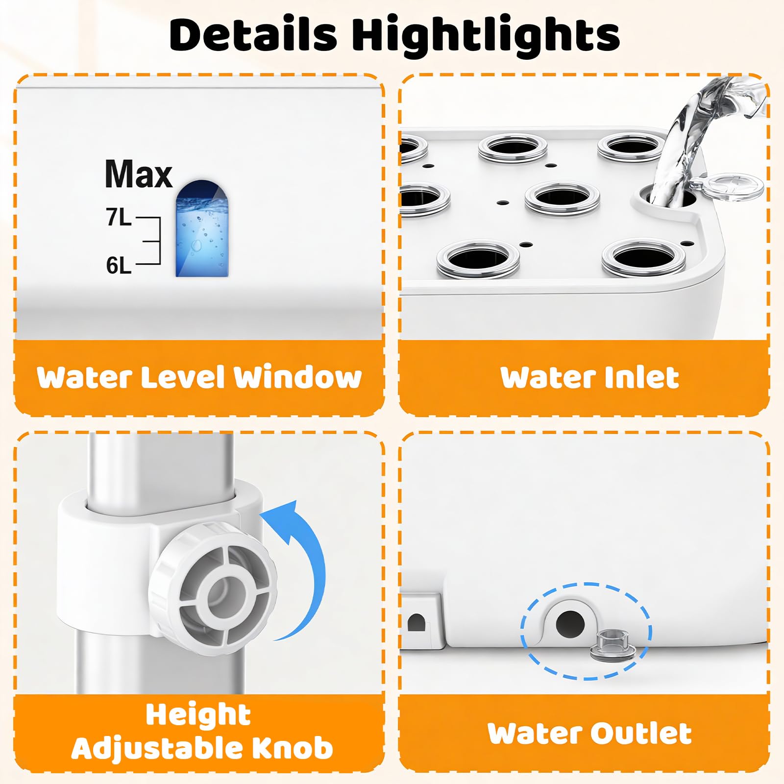 Growell built-in dual fans detail showing improved airflow for stronger plants