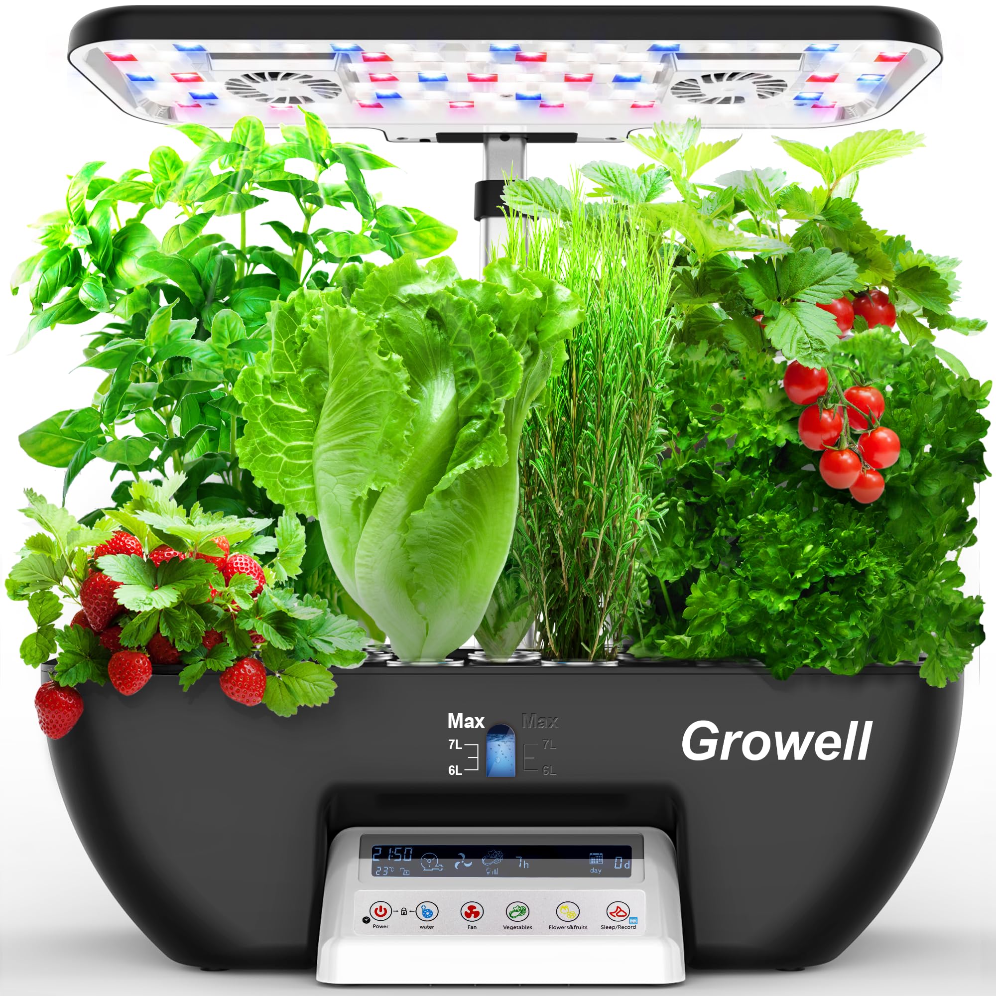 Growell front panel display showing controls and readable screen for easy operation