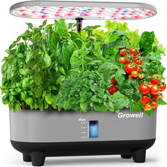 Growell front view of complete hydroponic system showcasing compact design and capacity
