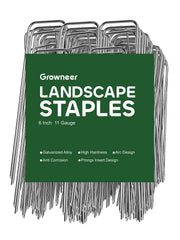GROWNEER front pack showing 500 landscape staples, convenient bulk supply