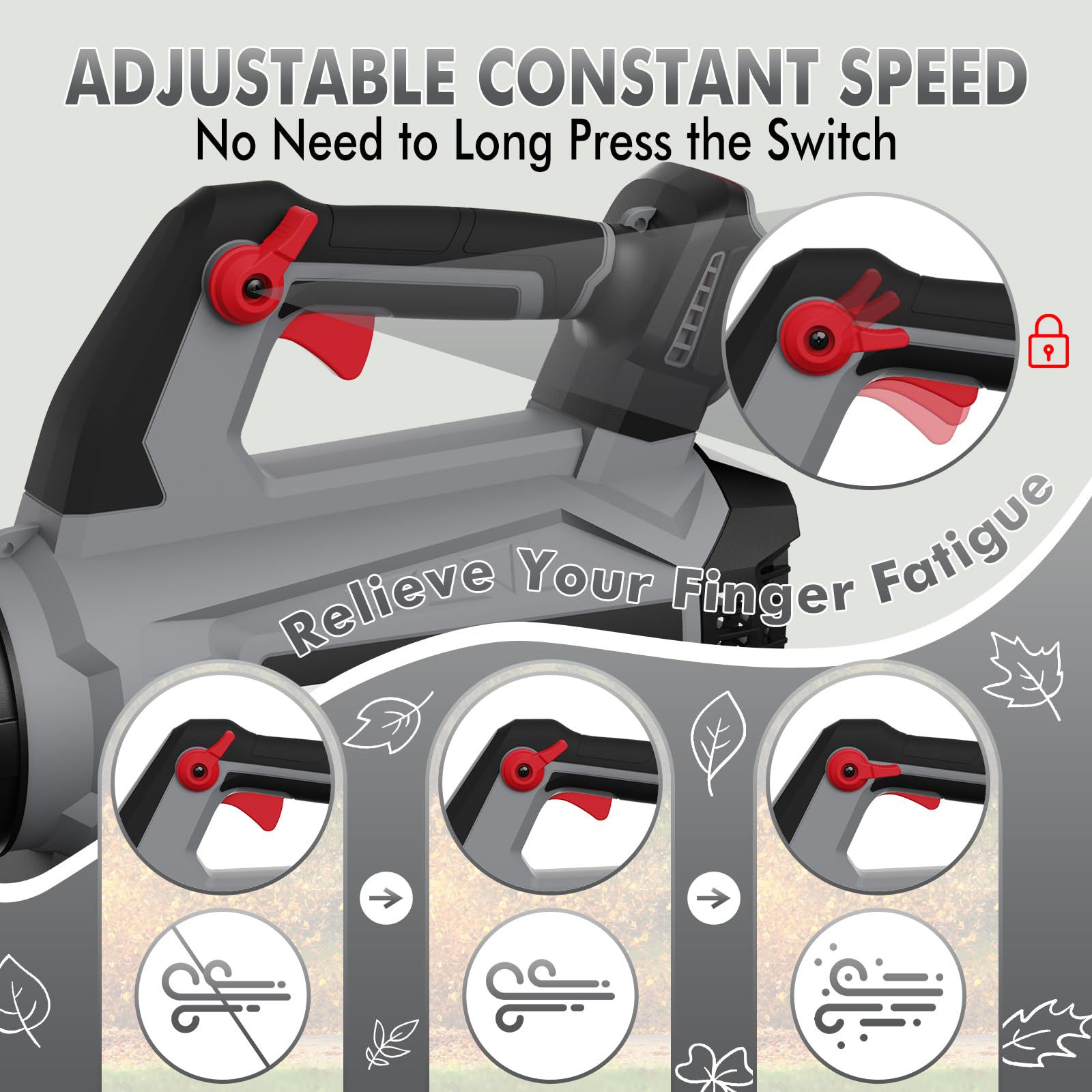 GROWORT closeup of ergonomic handle and control knob for comfortable use benefit