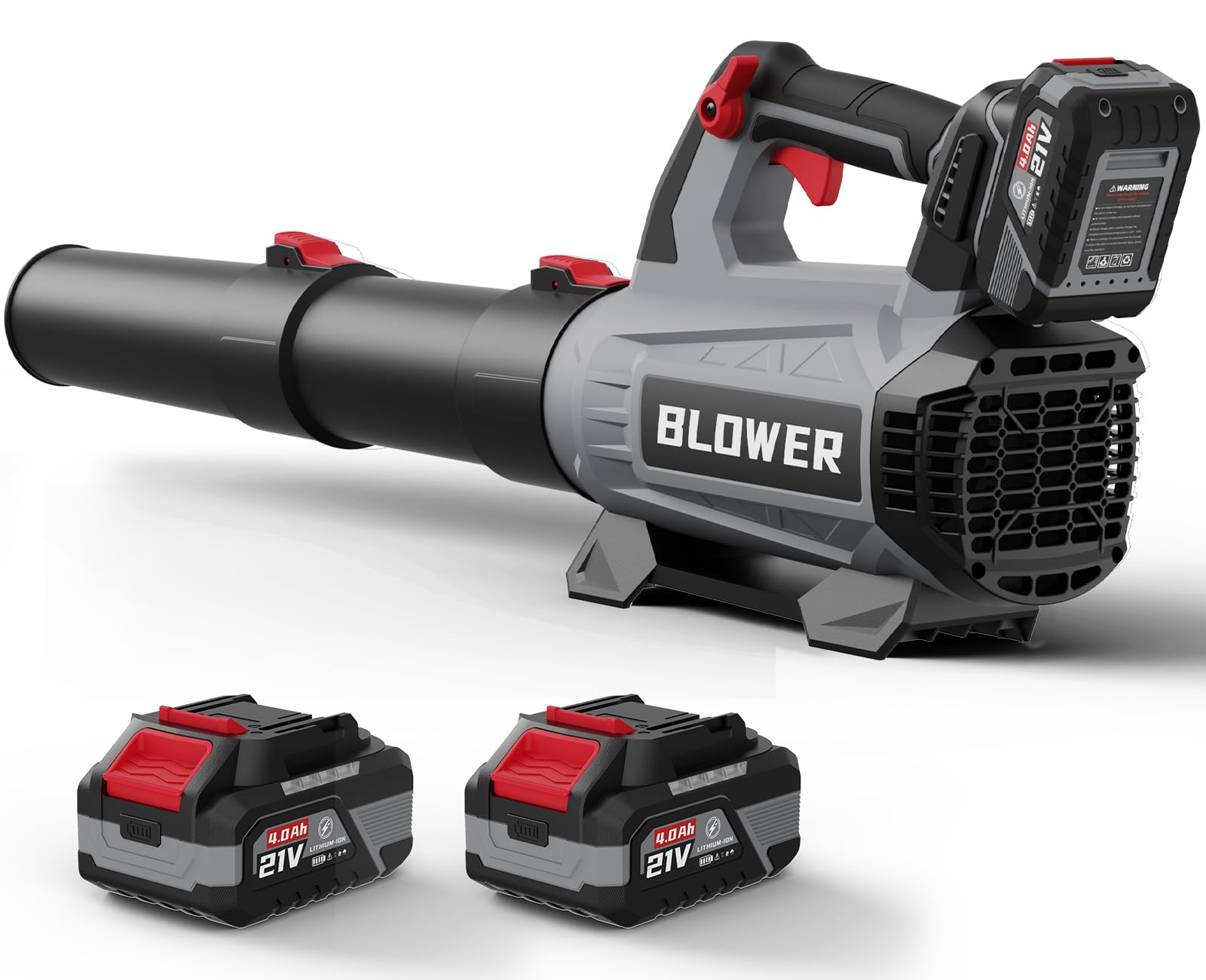 GROWORT front view of blower showing compact design and quick cleanup benefit