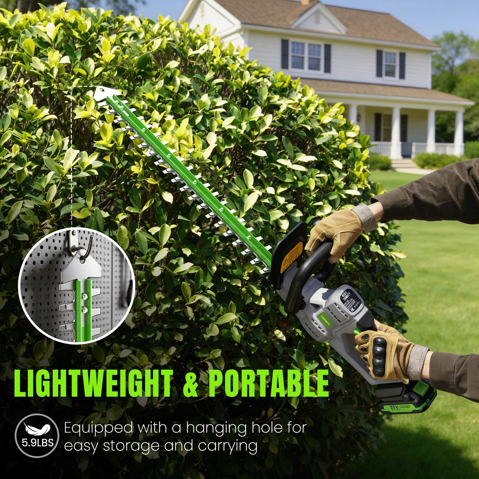 GROWORT hedge trimmer with blade cover and included bolts for safe storage