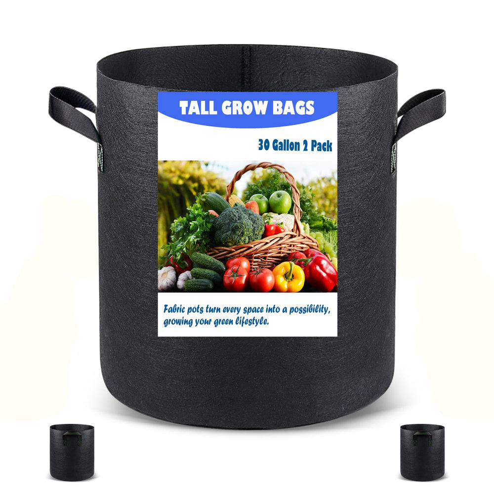 Growpropel front view of two 30 gallon grow bags showing deep capacity and space
