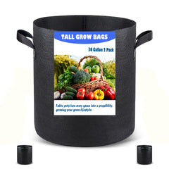 Growpropel front view of two 30 gallon grow bags showing deep capacity and space