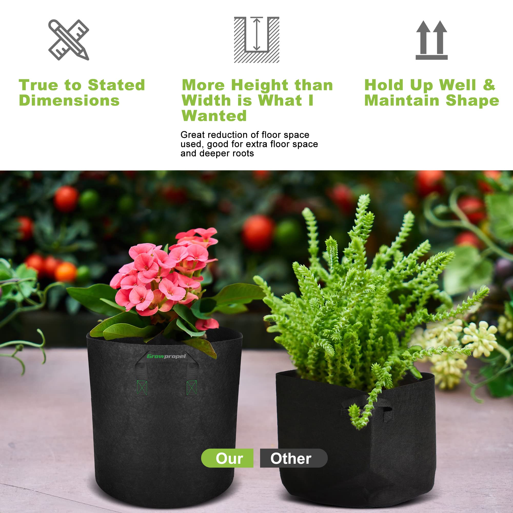 Growpropel size comparison with tape measure showing ample 30 gallon depth