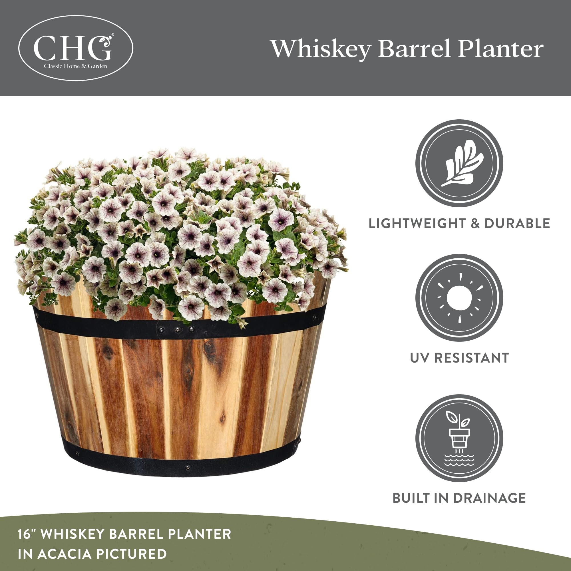 GROWSCAPE planted barrels on patio illustrating decorative curb appeal and versatility