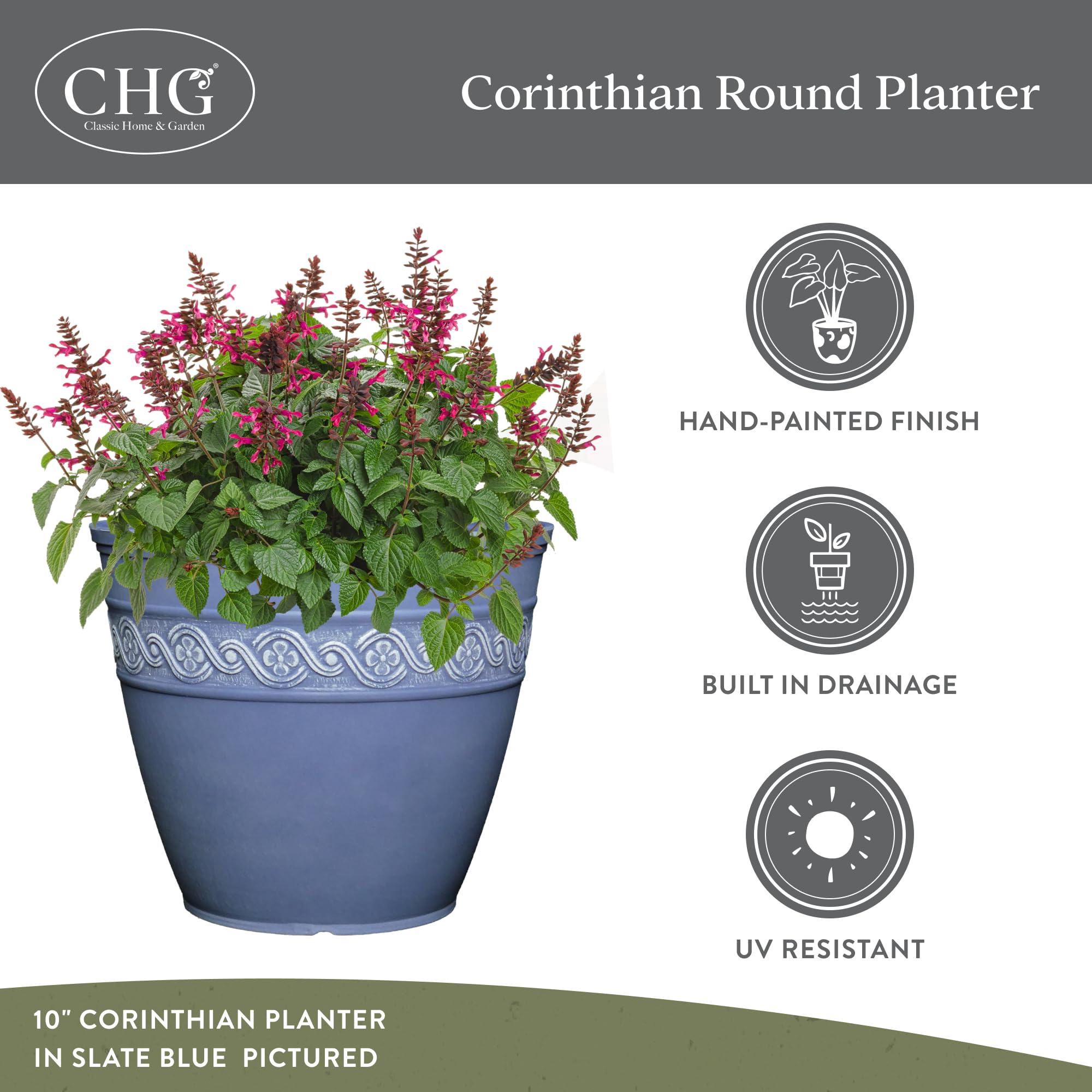 GROWSCAPE planter with flowering plant demonstrating styling and plant display benefit