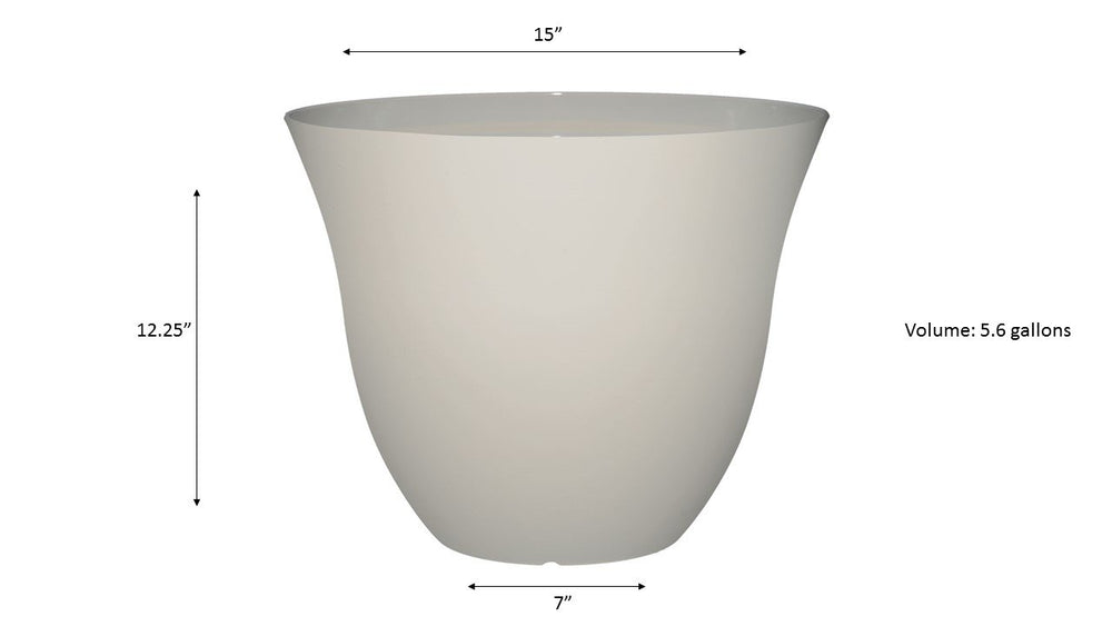GROWSCAPE underside and label area showing resin construction and customizable drainage