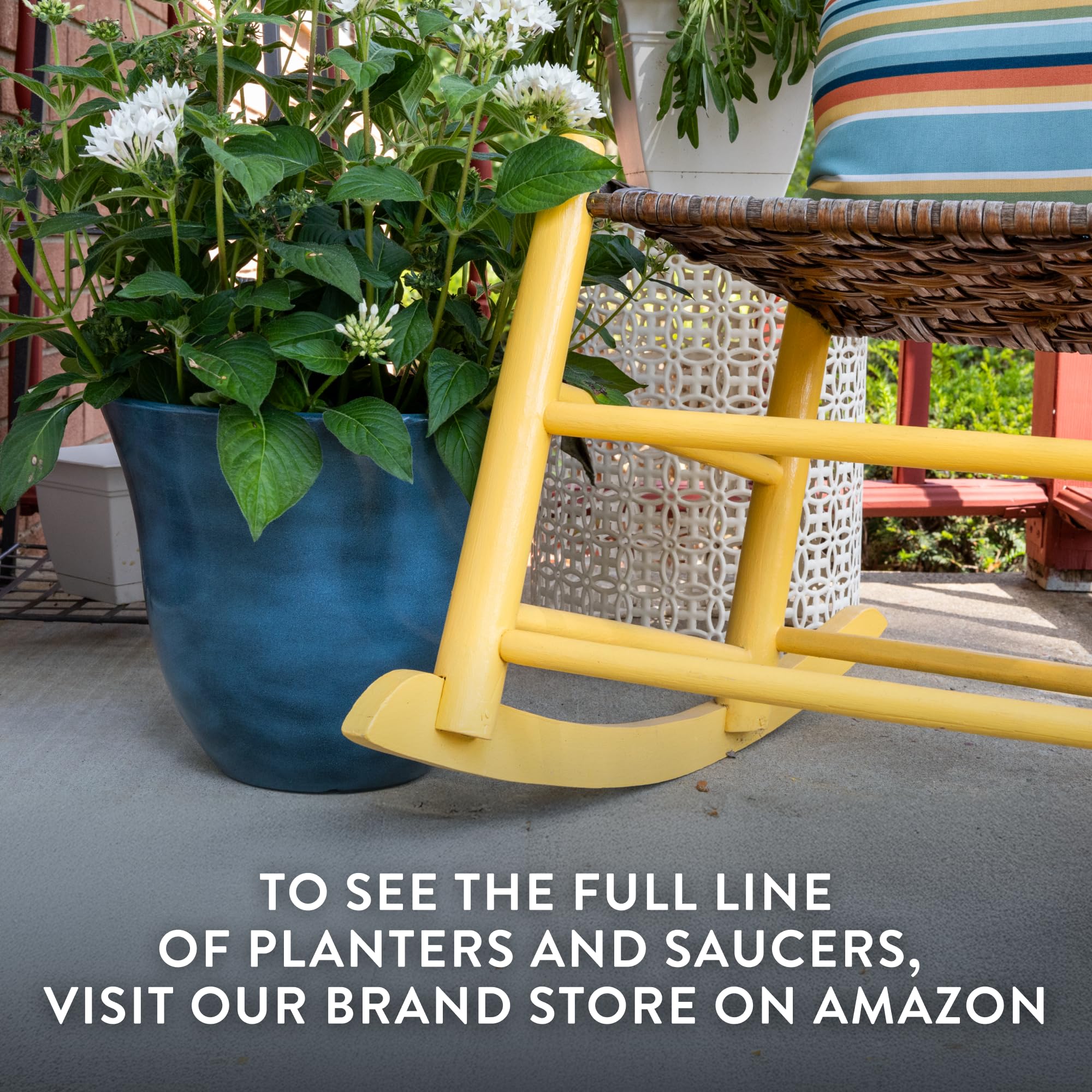 GROWSCAPE planter on patio styled with flowers showing versatile outdoor use