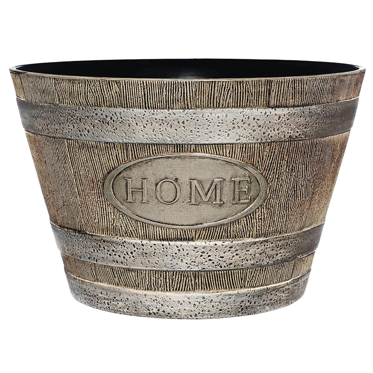 GROWSCAPE front view showing oak-brown barrel and weathered charm, enhances curb appeal