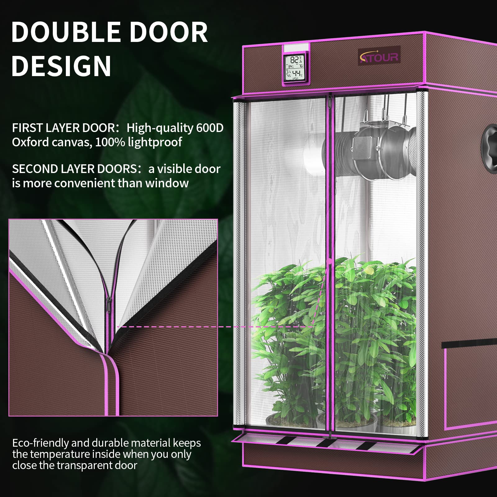Growtent Garden reflective mylar interior improving light distribution and efficiency