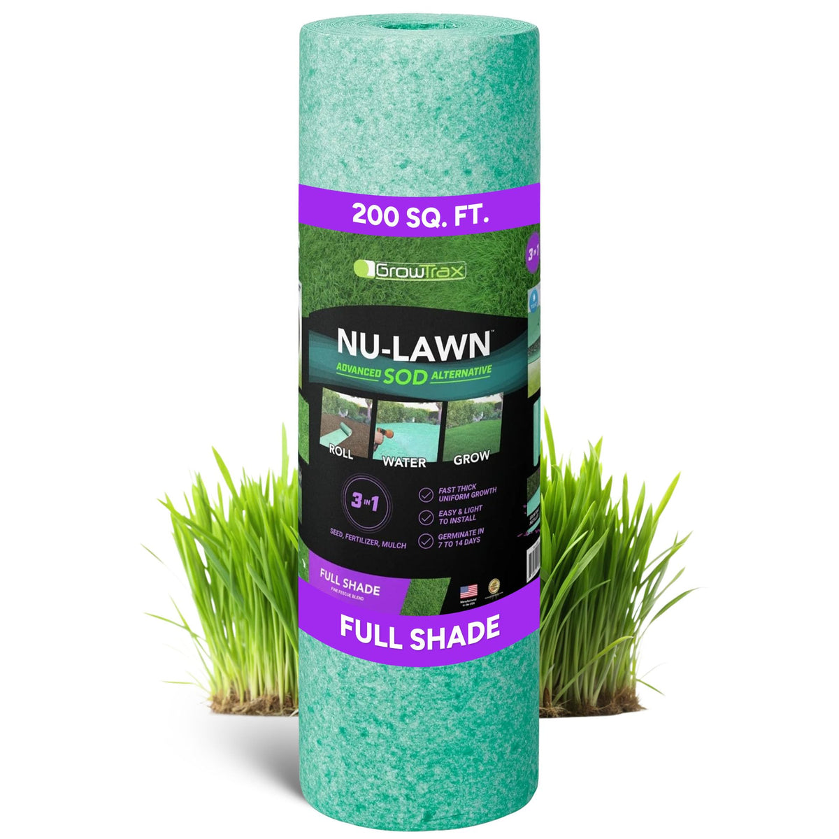 GROWTRAX front packaging showing jumbo 200 sq ft roll and benefits