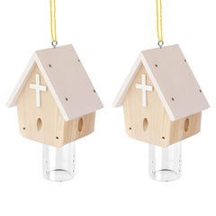 GRTRE front view of trap showing natural wood and hanging loop for easy installation