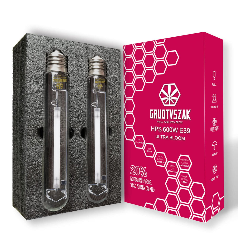 GRUOTVSZAK front view of 600W HPS bulb showing shape and bright output benefit
