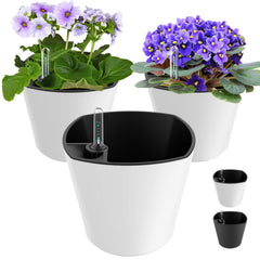 GS Garden front view of three white pots showing durable design and tidy look