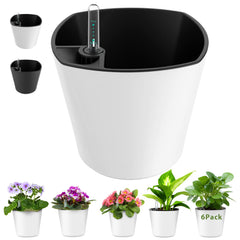 GS Garden front view of six white 7-inch pots showing clean modern design and durability