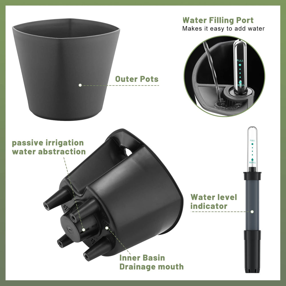 GS Garden closeup of water level indicator for quick refill checks and easy care