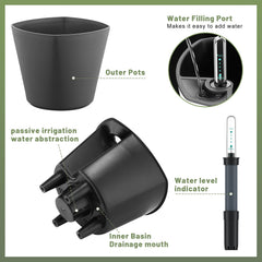 GS Garden closeup of water level indicator for quick refill checks and easy care