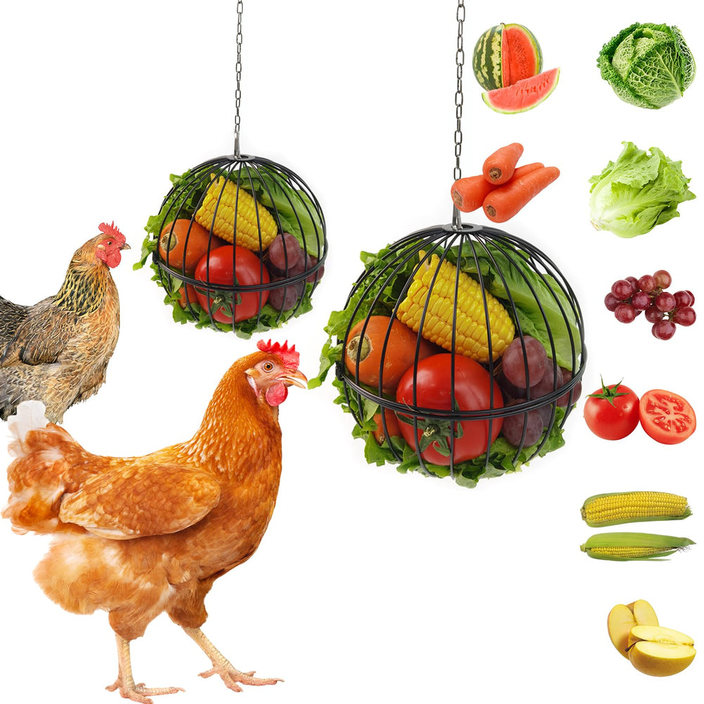GSHWXD front view of hanging chicken feeder showing sturdy shape and tidy design