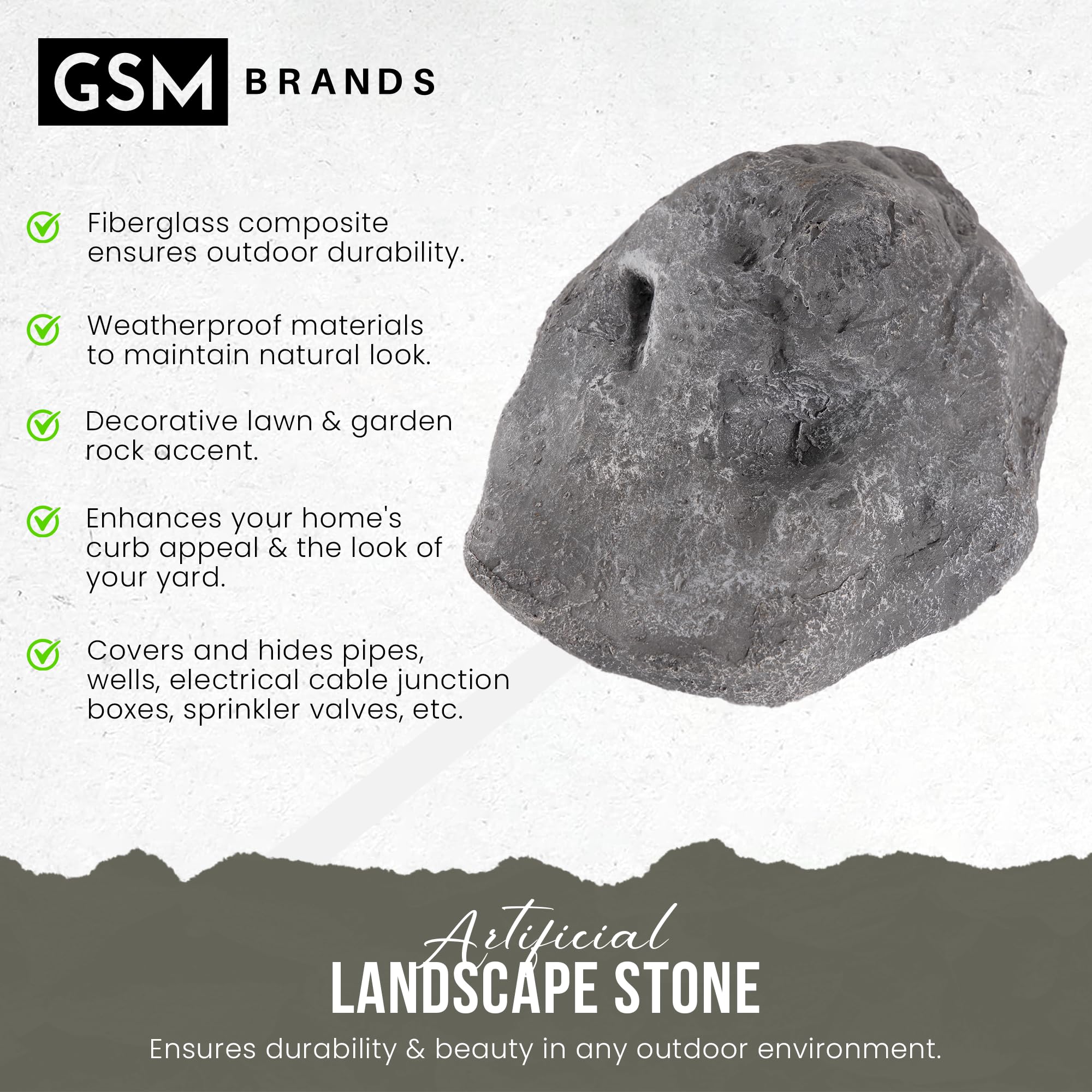 GSM Brands faux rock placed over sprinkler head demonstrating discreet concealment