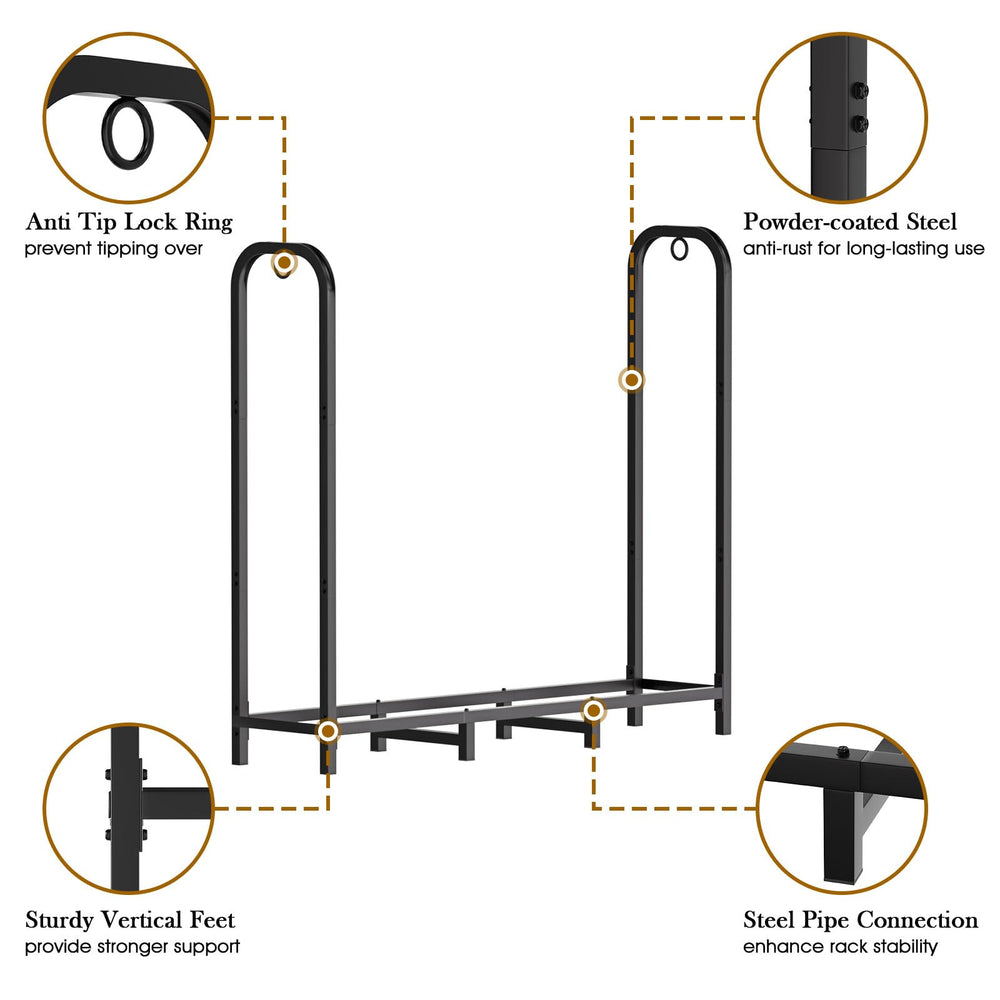 Gtongoko assembled rack loaded with logs demonstrating heavy-duty load support