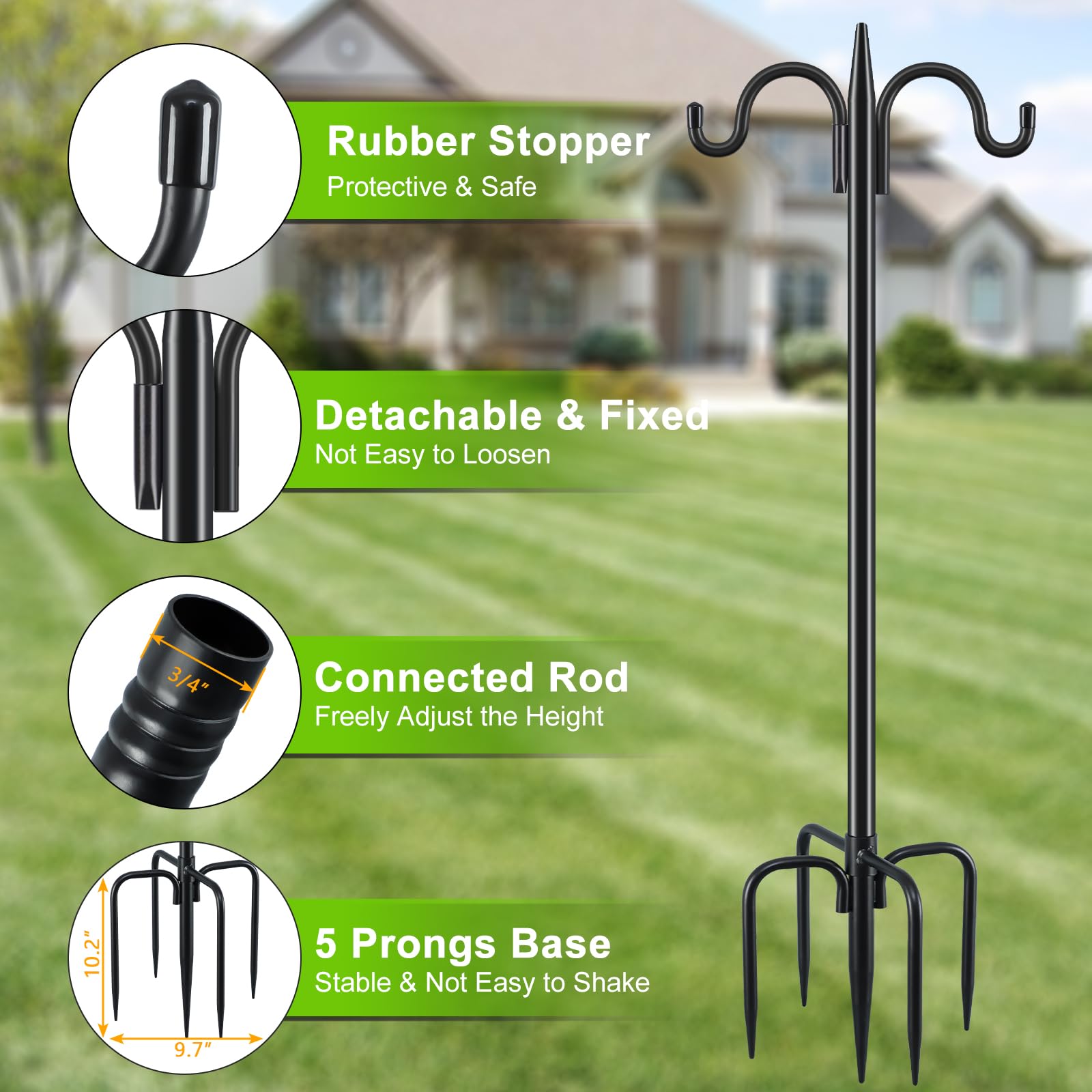 Gtongoko detailed dual hooks holding two feeders, prevents tangling and maximizes space
