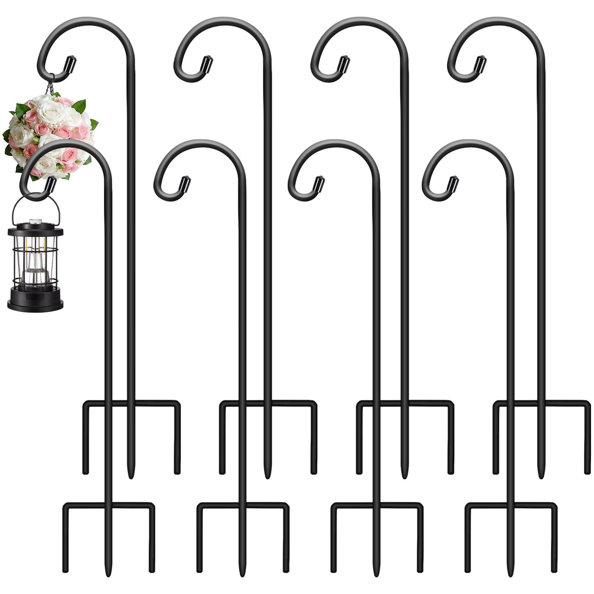 Gtongoko shepherd hook front view showing sleek matte black finish and curve benefit