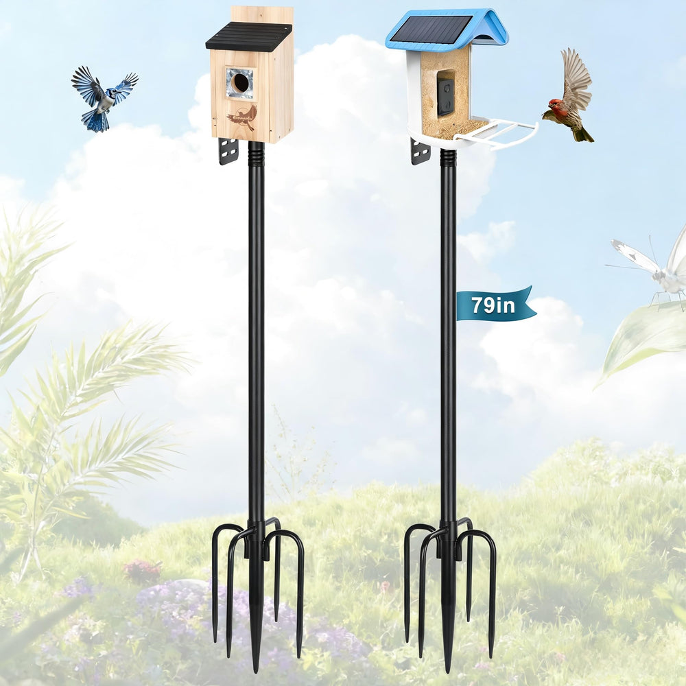 Gtongoko front view complete assembly showing tall feeder pole and stability benefit