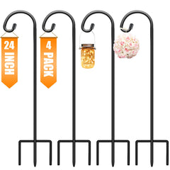 Gtongoko front view of four matte black shepherd hooks showing full set and height