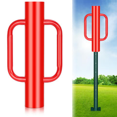 Gtongoko front view of red 8lb post driver showing full body and handles for reliable force