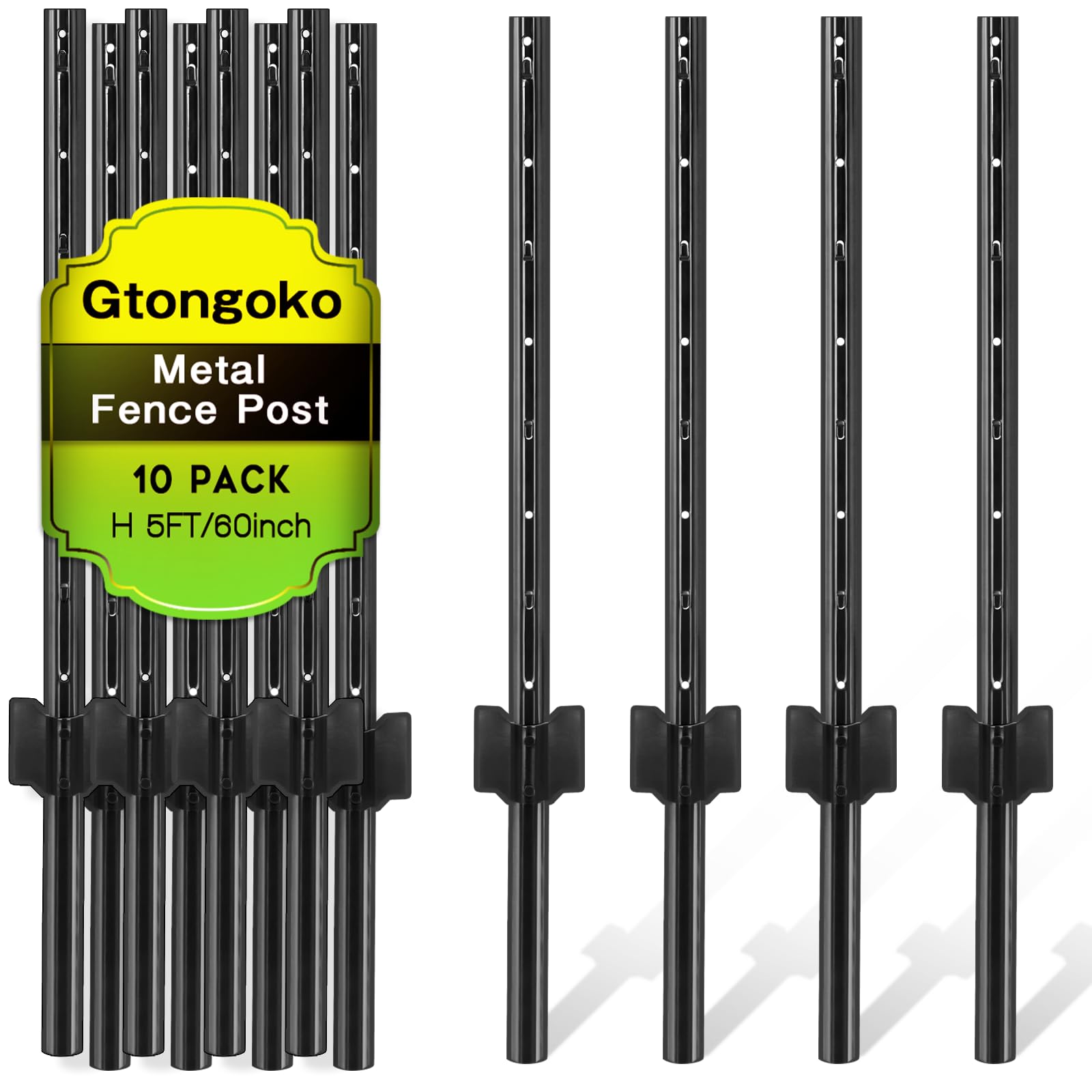 Gtongoko front view of 5FT posts showing durable U-channel and black finish for lasting support